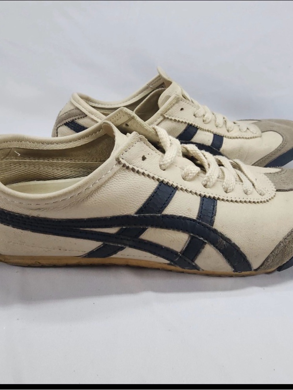 Onitsuka Tiger by Asics Cream and Navy Low-Top Athletic Sneakers